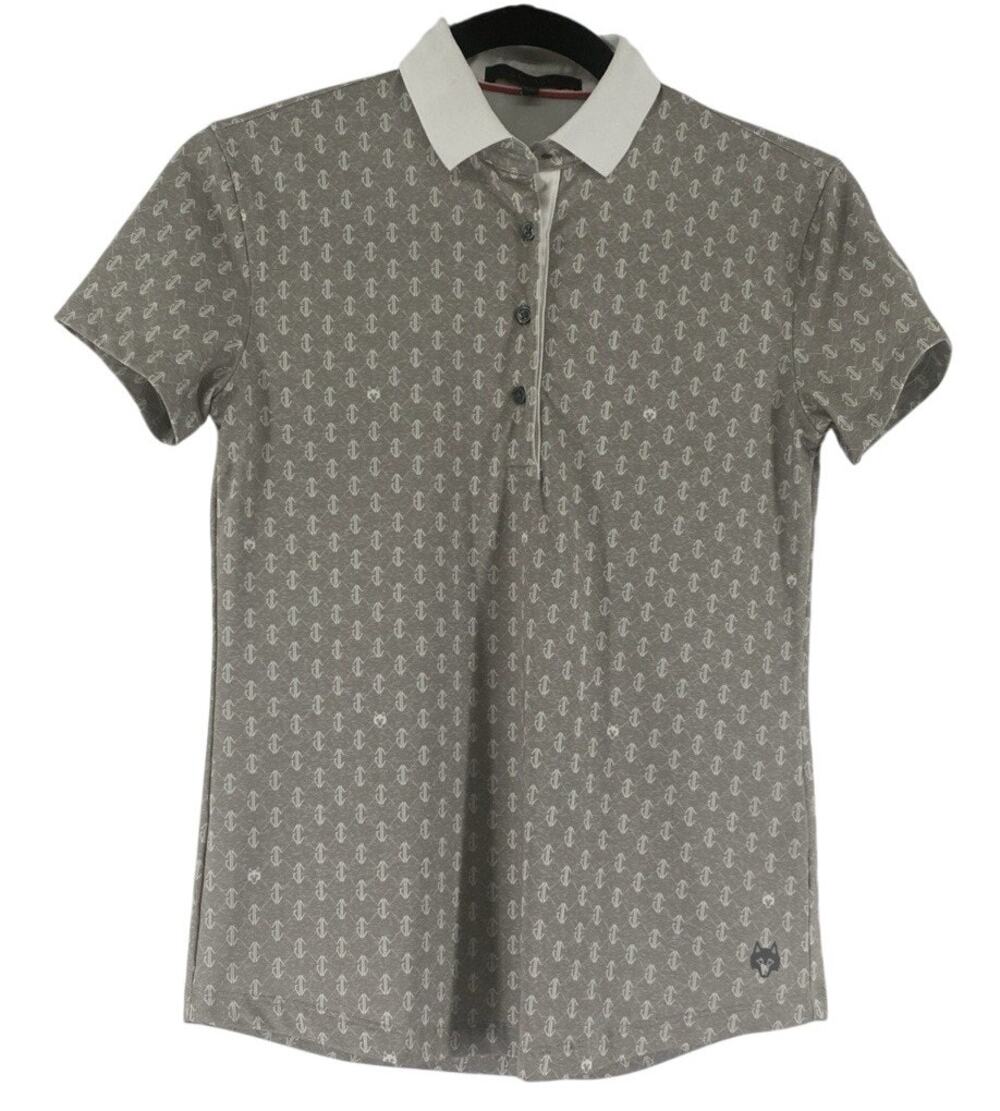 Greyson Wolf Links CME Golf Polo Womens Size XS Grey 3402
